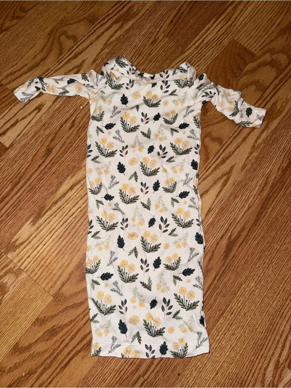 Kindred Bravely White Floral & Green Baby Gown